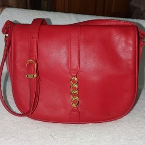 Vintage Partners Mervyns red leather shoulder bag.